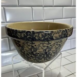 Elegant Ceramic Bowl with Blue and Tan Pattern